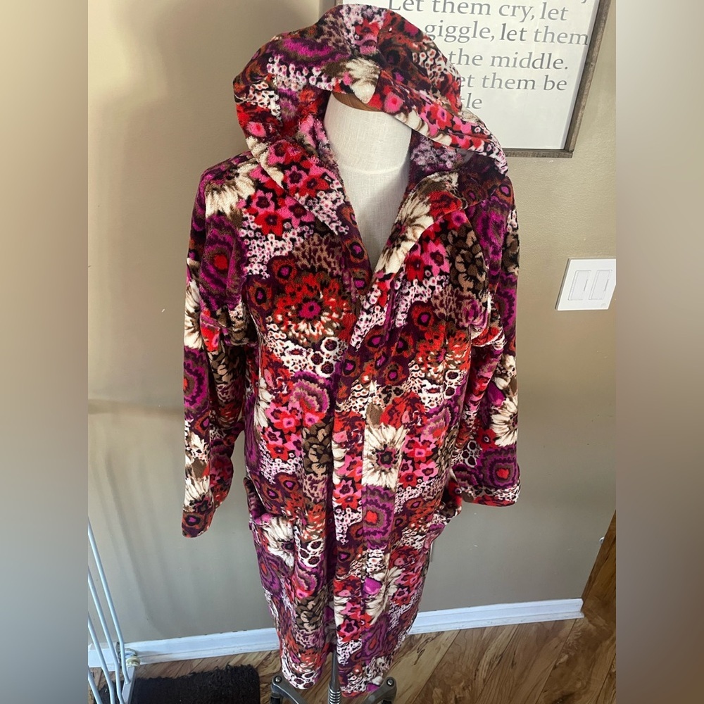 Vera Bradley Rosewood plush Robe Multicolor Fleece Accessory Womens size S/M - Picture 3 of 10